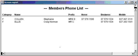 phone list report
